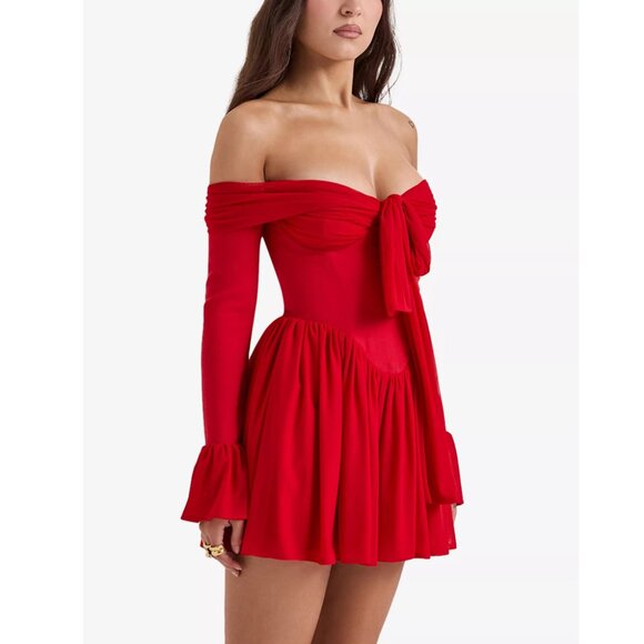 House of CB Red Off-Shoulder Mini Dress - Picture 3 of 9